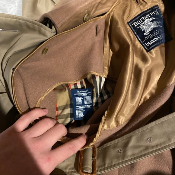 Vintage 90s Burberry Camel Wool Lined Kensington Chelsea Coat Medium Novacheck - Picture 11 of 16